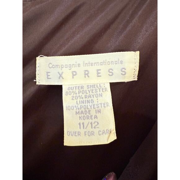 90s Express Brown Embroidered Babydoll Dress - Picture 7 of 10